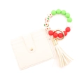 Weihnachts Silikonperlen Armband mit weißem Kartenhalter und festlichen Perlen - Weiß