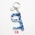 Portachiavi igienico in acrilico senza contatto con punti blu e anello metallico - Stile Bolle Blu (C8)