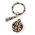 Porte-clés bracelet en cuir PU motif tournesol avec pochette ronde et gland - Tournesol