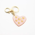 Pink heart resin keychain with gold butterfly accents and metallic lobster clasp - Lobster Clasp / Pink Butterfly Heart