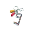 Mandala pattern no-touch door opener keychain with pink and yellow tassels accessory - Mandala Print With Tassel (1#)
