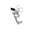 Leopard print acrylic EDC door opener keychain with dark brown and beige tassels - Leopard Print With Tassel (2#)