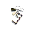 Jungle camouflage EDC non-contact door opener keychain with green tassel ornament - Camouflage Print With Tassel (4#)