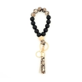 Bracciale portachiavi con perline di silicone nero opaco e nappina a serpente - Serpente Marrone