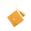Mustard yellow faux leather card holder wallet with tassel and golden keychain - Turmeric