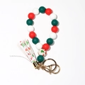 Bracelet de Noël en perles de silicone avec motifs Père Noël et glands festifs en cuir - Style Gland Motif Père Noël (1)