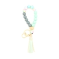 Porte-clés bracelet en perles de silicone avec pompon vert menthe et perles marbrées - Vert clair