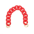 Matte red resin chunky chain strap with gold circular spring clasps for bags - Red
