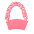 Pink faux leather cup sleeve with trendy chunky matte resin chain and gold hardware - Rose Red