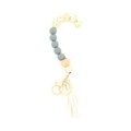 Porte-clés bracelet en perles de silicone gris et blanc avec motif léopard et pompon - Léopard Doré