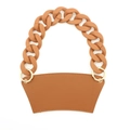 Brown PU leather coffee cup sleeve with matte resin chain handle and gold D-rings - Brown