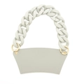 Light gray PU leather cup sleeve with a matte plastic chunky chain and gold rings - Light Gray