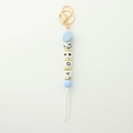 Silicone bead keychain featuring gold ring and BOY letter beads for bag decoration - Blue BOY