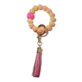 Bracciale portachiavi in perle di silicone rosa e gialle con chiusura dorata luminosa - 1 Rosa Rosso