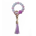 Portachiavi a bracciale in silicone marmorizzato rosa e blu con nappa viola - 3 Viola Chiaro