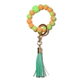 Luminous silicone bead keychain with neon orange and green gradient and mint green tassel - Green
