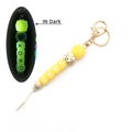 Yellow silicone beaded keychain bracelet with leopard print and glowing XOXO beads - Yellow