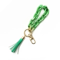 Vibrant emerald green acrylic chain keychain with tassel and gold-tone metal clasp - Green
