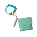Mint green gradient acrylic chain keychain with matching PU leather card holder and tassel - Mint Green