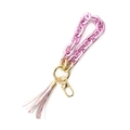 Pink metallic finish chunky link keychain wristlet with gold lobster clasp and tassel - 6 Pink
