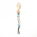 Silicone bead keychain with MAMA letters and pink marble texture round beads - 1 Blue