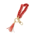 Glossy red acrylic chain keychain for women with gold clasp and matching tassel detail - 7 Red
