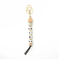 Silicone bead MAMA keychain wristlet with marble texture and golden metal lobster clasp - 2 Pink