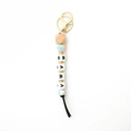 Silicone bead keychain wristlet with MAMA letter beads and black leather tassel charm - 3 White