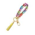 Rainbow acrylic chain keychain with golden ring and yellow laser effect tassel pendant - 8 Multicolor