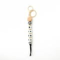 Silicone bead keychain with MAMA letters leopard print pattern and black long tassel - 6 White Leopard