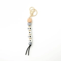 Silicone bead keychain bracelet with MAMA letter cubes and leopard print details - 7 Colorful Leopard