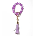 Bracciale portachiavi con perle in silicone fosforescente viola e anello in oro - Viola