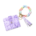 Purple geometric leather wallet with macaron acrylic chain and tassel keychain - 8 Multicolor