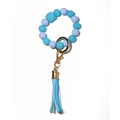 Bracciale portachiavi luminoso con perle in silicone blu viola e nappa con finitura dorata - Blu