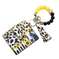 Silikonperlen Armband Schlüsselanhänger mit Sonnenblumen Kuhmuster Kartenhalter - Hellgelb