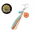 Porte-clés tournesol lumineux avec pompons orange et bleu clair et perle turquoise - S3 Orange (Lumineux)
