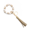 Bracciale portachiavi con perline di silicone leopardate, anello dorato e nappa elegante - Oro champagne