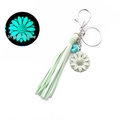 Western style luminous sunflower keychain with mint tassel and turquoise stone bead - S5 Green (Luminous)
