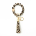 Beaded wristlet keychain with snakeskin pattern silicone beads and wooden hexagon bead - 2 Coffee Snake Pattern