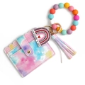 Detail of Valentine's Day PU leather wallet with marble beads wristlet and tassel - Multicolor