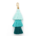 Portachiavi boho con tripla nappa in cotone sfumato dal menta al verde scuro - Stile 3 Verde