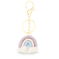 Porte-clés arc-en-ciel tissé main en coton avec des tons violet beige et bleu ciel - Violet