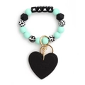 Llavero de pulsera de silicona en verde menta y negro vaca con colgante de MAMA - Verde esmeralda