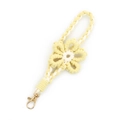 Portachiavi a fiore intrecciato a mano con petali gialli e bianchi e chiusura dorata - Giallo
