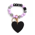 Llavero de pulsera con cuentas de silicona moradas y colgante con letras MAMA - Morado