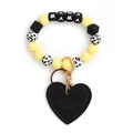 Silicone bead MAMA keychain wristlet with yellow beads and black heart charm - Yellow