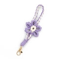 Cordino per cellulare intrecciato a mano viola e crema con moschettone in metallo dorato - Viola