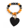 Orange and black silicone bead keychain with leopard print and MAMA letter beads - Orange