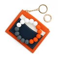 Silikonperlen-Schlüsselanhänger mit dreifarbigem Kartenhalter in Orange Blau und Weiß - Orange Patchwork