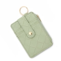 Portafoglio in pelle intrecciata verde menta con fessure per carte e zip oro - Verde